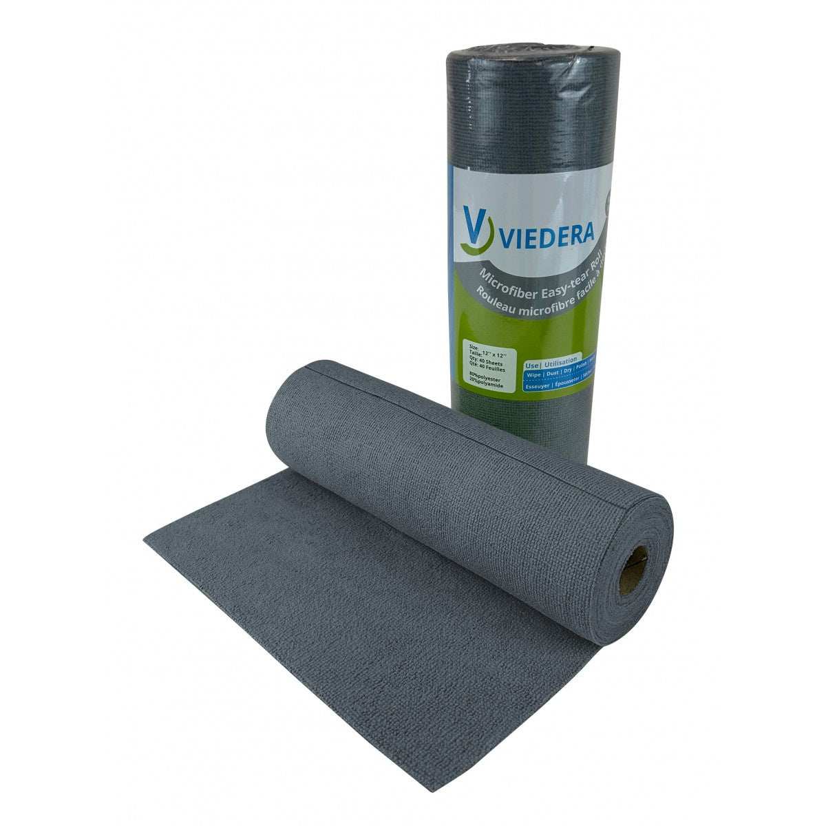 MicroFibre Roll Cloth 12" x 12" Grey 40pk