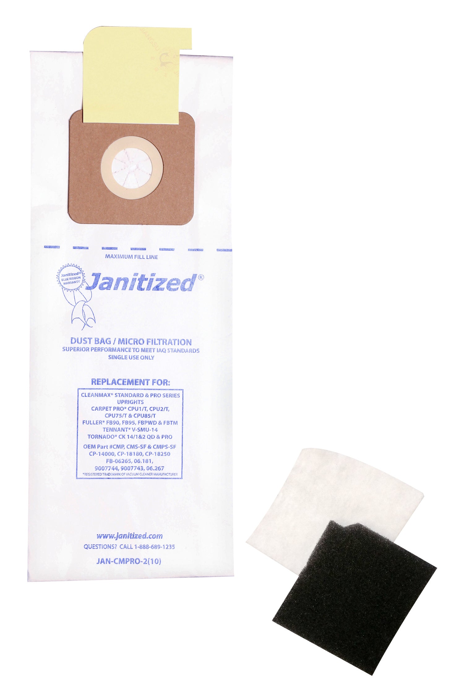 Panasonic U Bags Janitized 10pk & 2 Filters fits Carpet Pro & Fuller